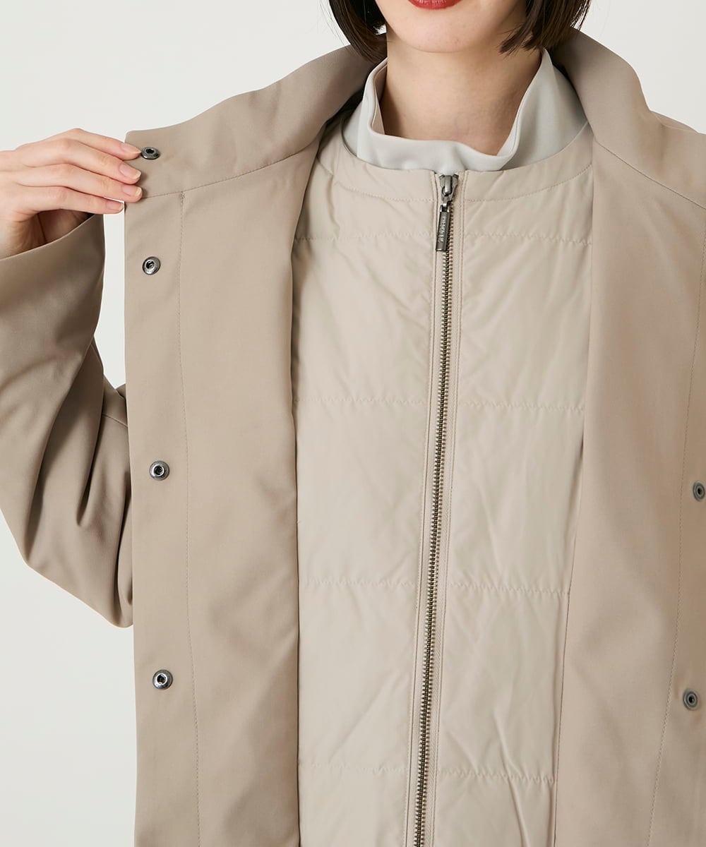 R6UAE40540 HIROKO BIS(小さいサイズ)(メゾン ドゥ サンク) 【小さいサイズ】レイヤード風ツイルダウンコート ベージュ
