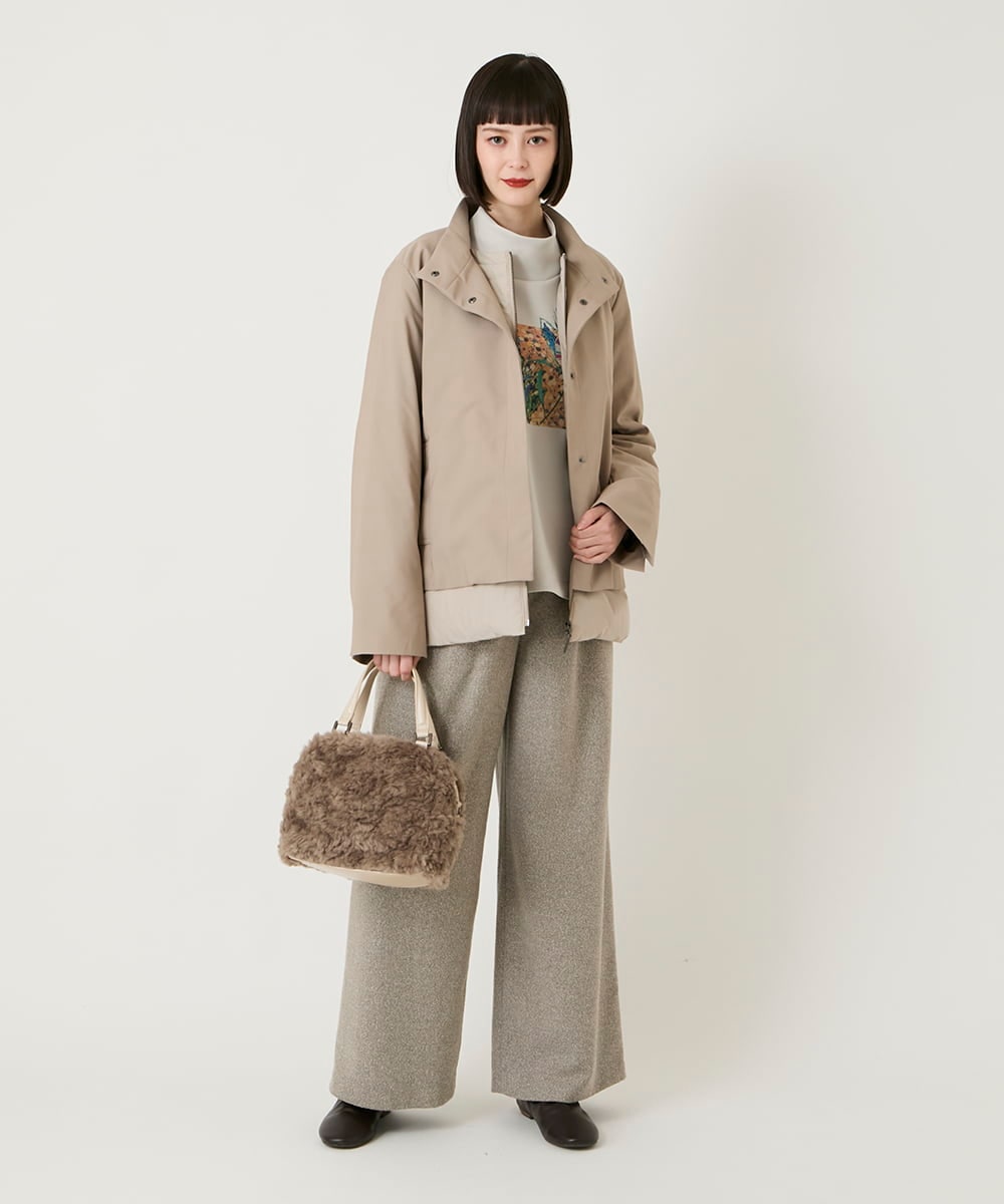 R6UAE40540 HIROKO BIS(小さいサイズ)(メゾン ドゥ サンク) 【小さいサイズ】レイヤード風ツイルダウンコート ベージュ