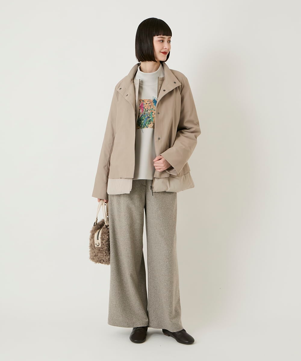 R6UAE40540 HIROKO BIS(小さいサイズ)(メゾン ドゥ サンク) 【小さいサイズ】レイヤード風ツイルダウンコート ベージュ