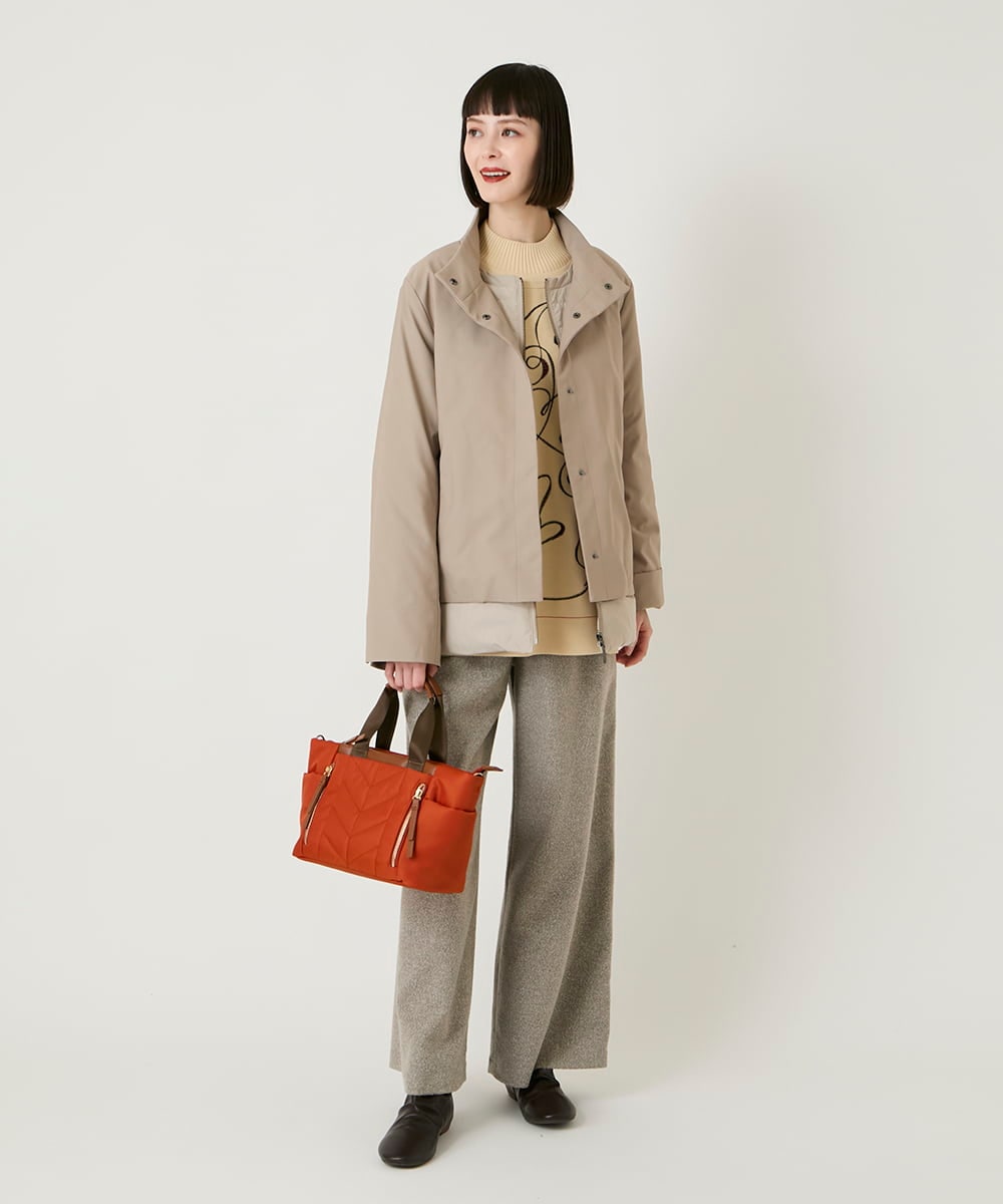 R6UAE40540 HIROKO BIS(小さいサイズ)(メゾン ドゥ サンク) 【小さいサイズ】レイヤード風ツイルダウンコート ベージュ