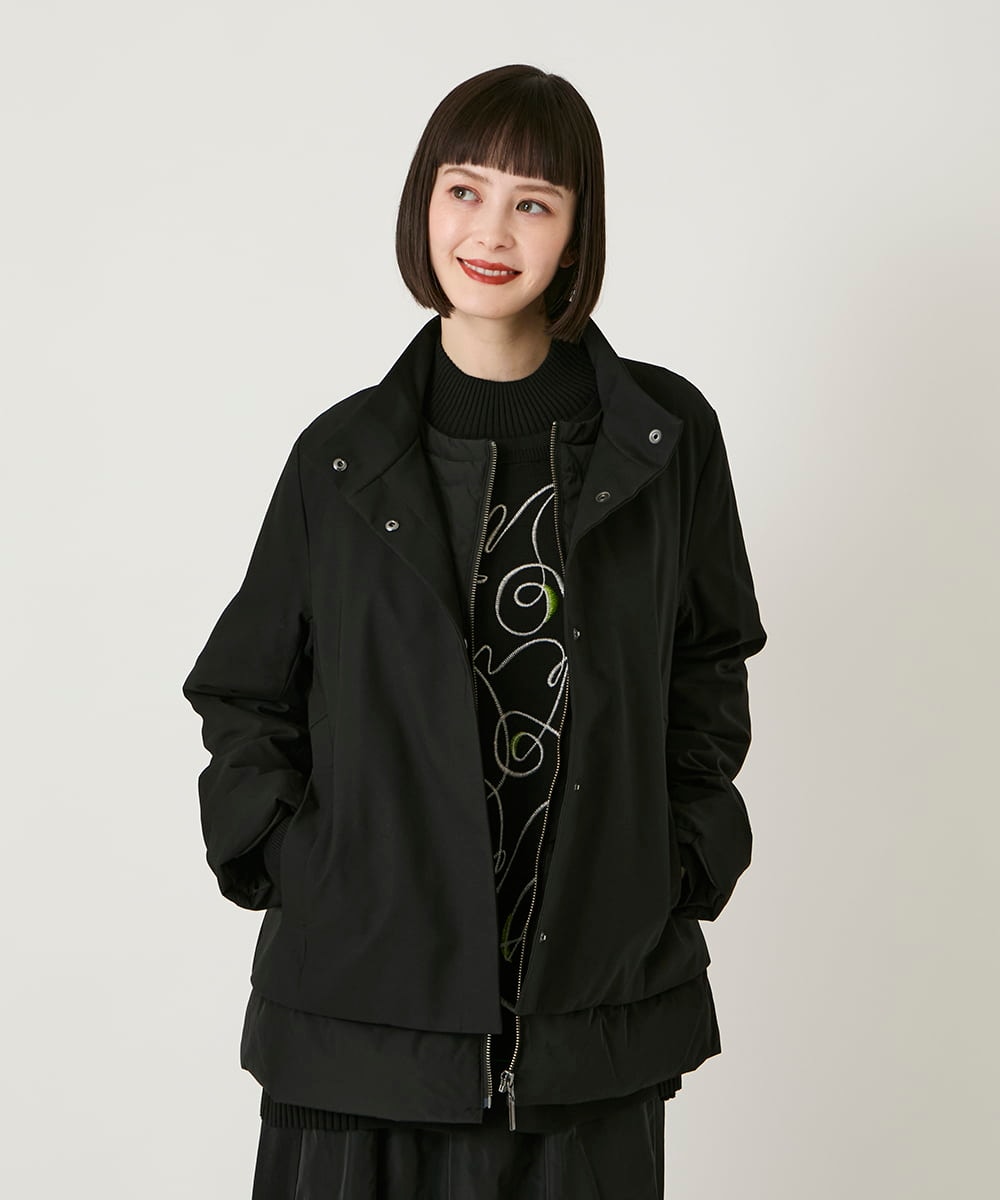 R6UAE40540 HIROKO BIS(小さいサイズ)(メゾン ドゥ サンク) 【小さいサイズ】レイヤード風ツイルダウンコート ベージュ