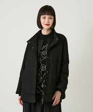 R6UAE40540 HIROKO BIS(小さいサイズ)(メゾン ドゥ サンク) 【小さいサイズ】レイヤード風ツイルダウンコート ブラック