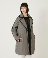 R6UAF01590 HIROKO BIS(小さいサイズ)(メゾン ドゥ サンク) 【小さいサイズ】千鳥プリントテープアクセントダウンコート ブラック