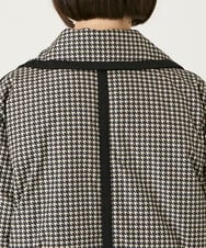 R6UAF01590 HIROKO BIS(小さいサイズ)(メゾン ドゥ サンク) 【小さいサイズ】千鳥プリントテープアクセントダウンコート ブラック