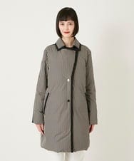 R6UAF01590 HIROKO BIS(小さいサイズ)(メゾン ドゥ サンク) 【小さいサイズ】千鳥プリントテープアクセントダウンコート ブラック