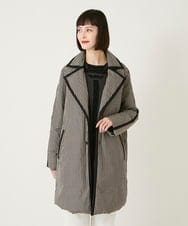 R6UAF01590 HIROKO BIS(小さいサイズ)(メゾン ドゥ サンク) 【小さいサイズ】千鳥プリントテープアクセントダウンコート ブラック