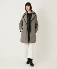 R6UAF01590 HIROKO BIS(小さいサイズ)(メゾン ドゥ サンク) 【小さいサイズ】千鳥プリントテープアクセントダウンコート ブラック