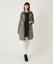 R6UAF01590 HIROKO BIS(小さいサイズ)(メゾン ドゥ サンク) 【小さいサイズ】千鳥プリントテープアクセントダウンコート ブラック