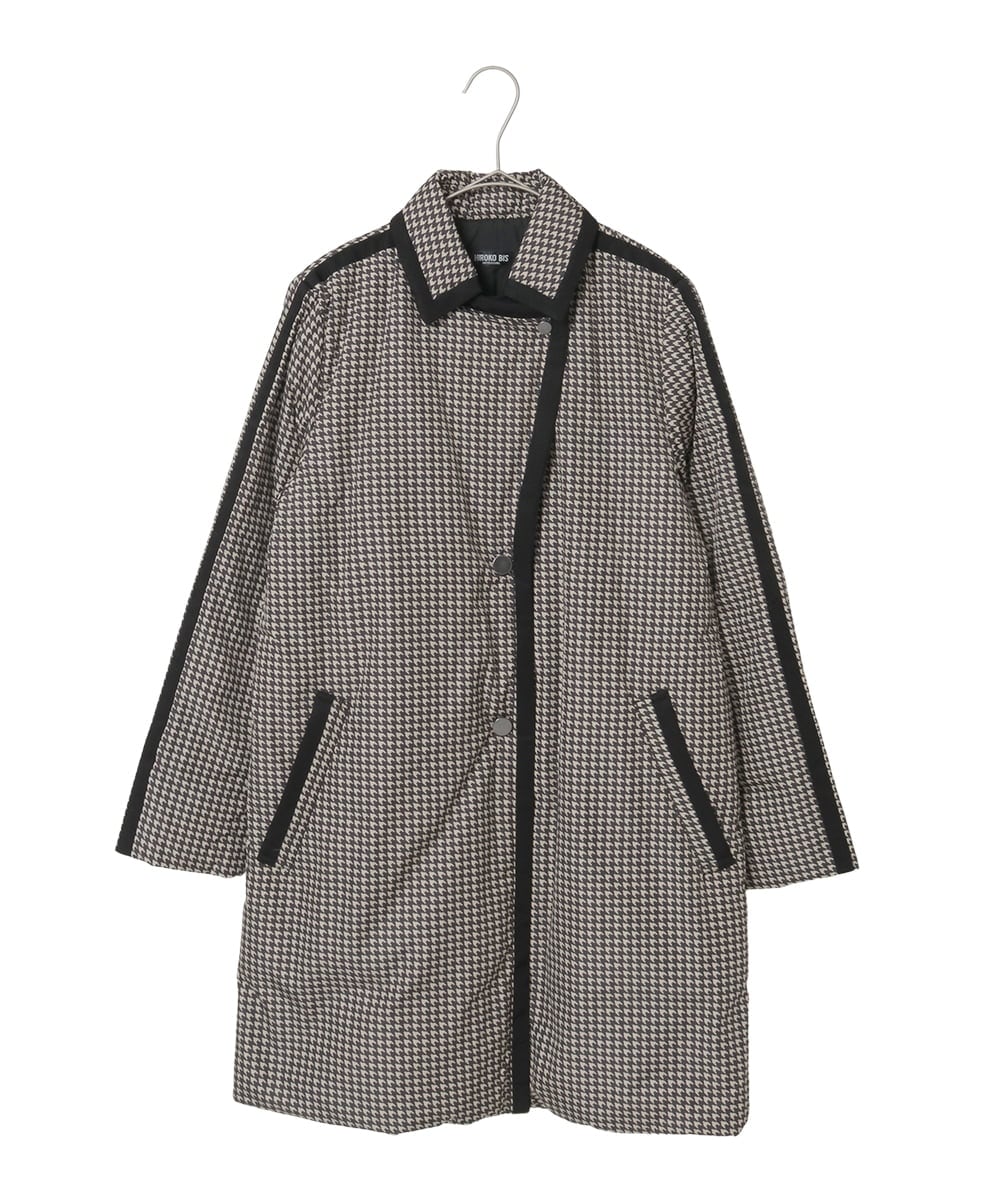 R6UAF01590 HIROKO BIS(小さいサイズ)(メゾン ドゥ サンク) 【小さいサイズ】千鳥プリントテープアクセントダウンコート ブラック
