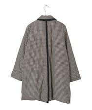 R6UAF01590 HIROKO BIS(小さいサイズ)(メゾン ドゥ サンク) 【小さいサイズ】千鳥プリントテープアクセントダウンコート ブラック