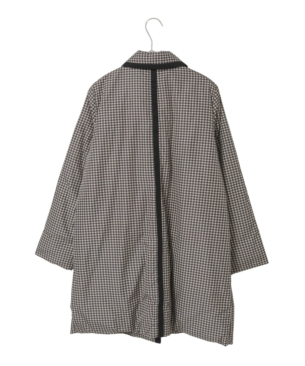 R6UAF01590 HIROKO BIS(小さいサイズ)(メゾン ドゥ サンク) 【小さいサイズ】千鳥プリントテープアクセントダウンコート ブラック