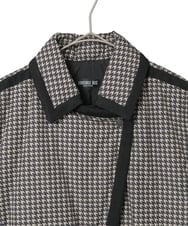 R6UAF01590 HIROKO BIS(小さいサイズ)(メゾン ドゥ サンク) 【小さいサイズ】千鳥プリントテープアクセントダウンコート ブラック