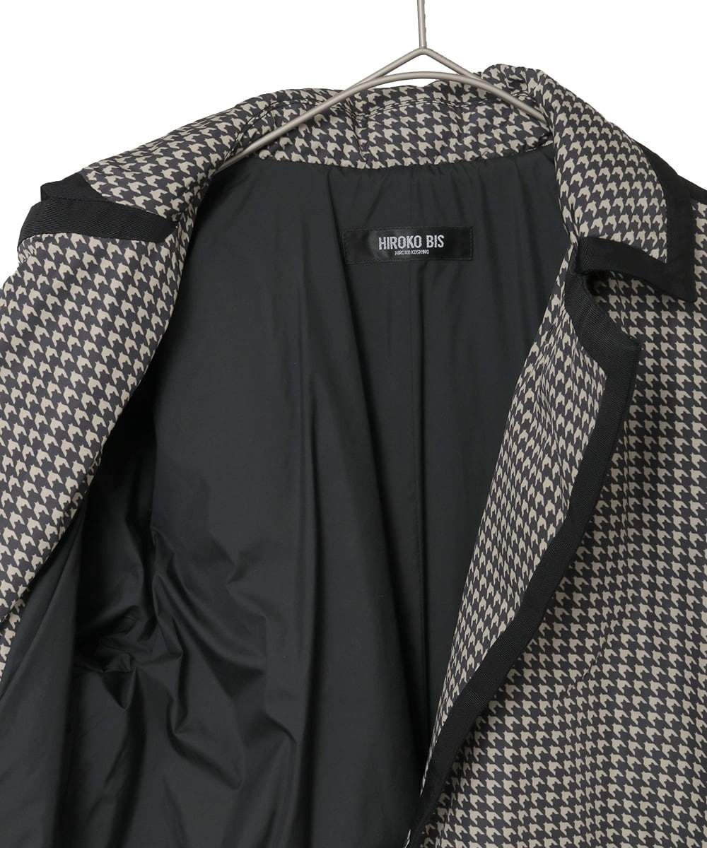 R6UAF01590 HIROKO BIS(小さいサイズ)(メゾン ドゥ サンク) 【小さいサイズ】千鳥プリントテープアクセントダウンコート ブラック