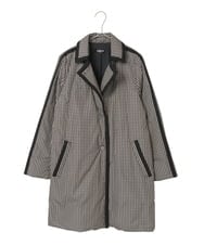 R6UAF01590 HIROKO BIS(小さいサイズ)(メゾン ドゥ サンク) 【小さいサイズ】千鳥プリントテープアクセントダウンコート ブラック