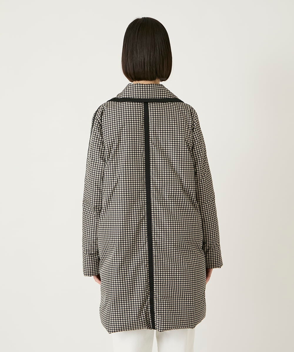 R6UAF01590 HIROKO BIS(小さいサイズ)(メゾン ドゥ サンク) 【小さいサイズ】千鳥プリントテープアクセントダウンコート ブラック