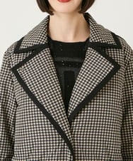 R6UAF01590 HIROKO BIS(小さいサイズ)(メゾン ドゥ サンク) 【小さいサイズ】千鳥プリントテープアクセントダウンコート ブラック