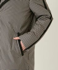 R6UAF01590 HIROKO BIS(小さいサイズ)(メゾン ドゥ サンク) 【小さいサイズ】千鳥プリントテープアクセントダウンコート ブラック