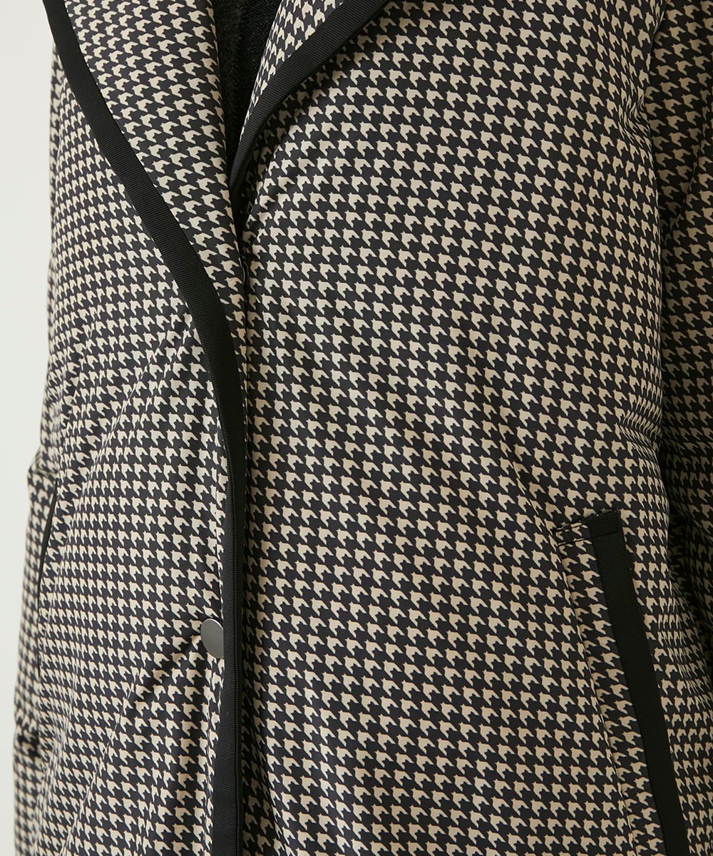 R6UAF01590 HIROKO BIS(小さいサイズ)(メゾン ドゥ サンク) 【小さいサイズ】千鳥プリントテープアクセントダウンコート ブラック