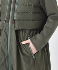 R6UAG10690 HIROKO BIS(小さいサイズ)(メゾン ドゥ サンク) ドッキングベスト異素材MIXロングコート カーキ