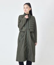 R6UAG10690 HIROKO BIS(小さいサイズ)(メゾン ドゥ サンク) ドッキングベスト異素材MIXロングコート カーキ