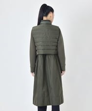 R6UAG10690 HIROKO BIS(小さいサイズ)(メゾン ドゥ サンク) ドッキングベスト異素材MIXロングコート カーキ