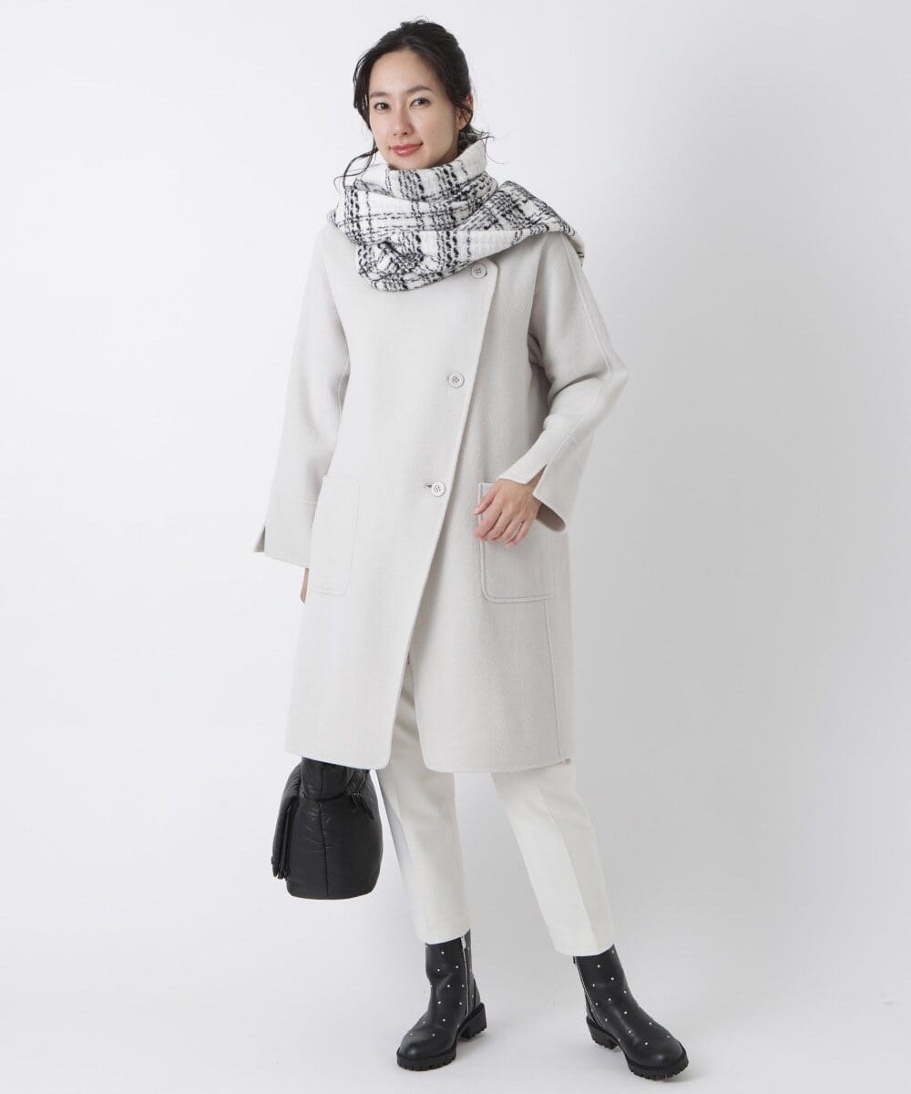 R6UAS02660 HIROKO BIS(小さいサイズ)(メゾン ドゥ サンク) 【小さいサイズ】ハイネックコート ダークグレー