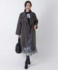R6UAS02660 HIROKO BIS(小さいサイズ)(メゾン ドゥ サンク) 【小さいサイズ】ハイネックコート ダークグレー