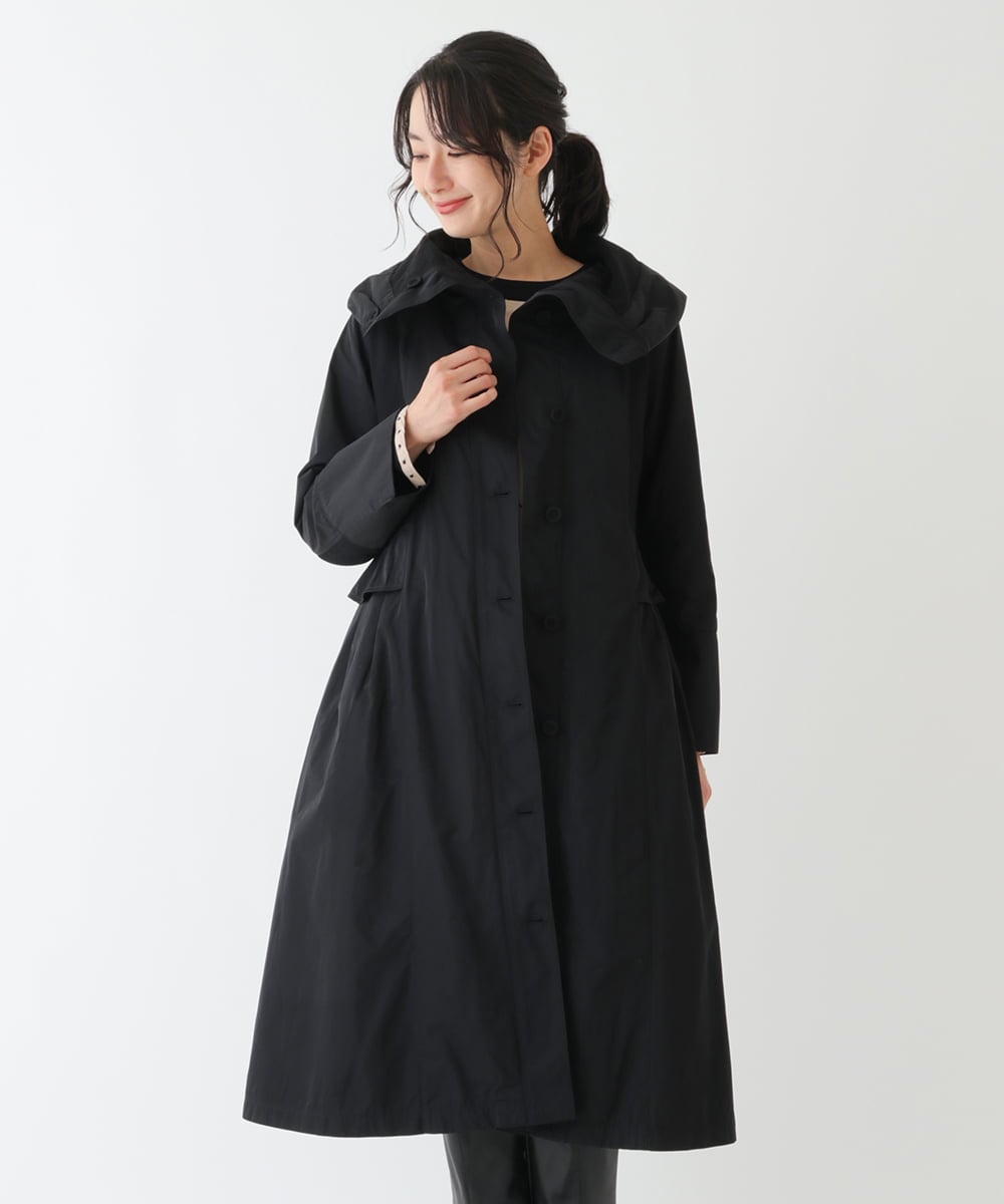 R6UCT20690 HIROKO BIS(小さいサイズ)(メゾン ドゥ サンク) 【小さいサイズ】異素材ドッキングタフタコート ブラック