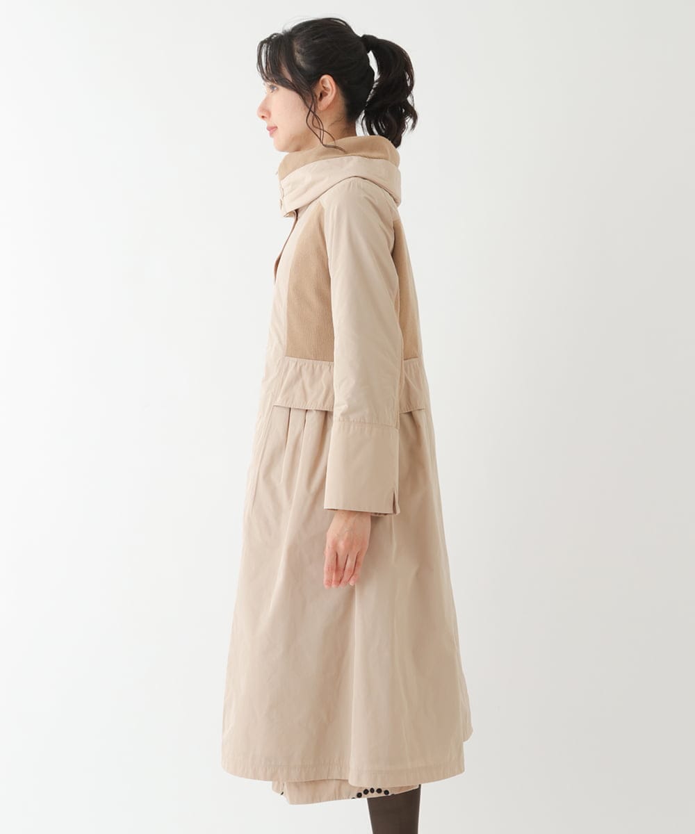 R6UCT20690 HIROKO BIS(小さいサイズ)(メゾン ドゥ サンク) 【小さいサイズ】異素材ドッキングタフタコート ブラック