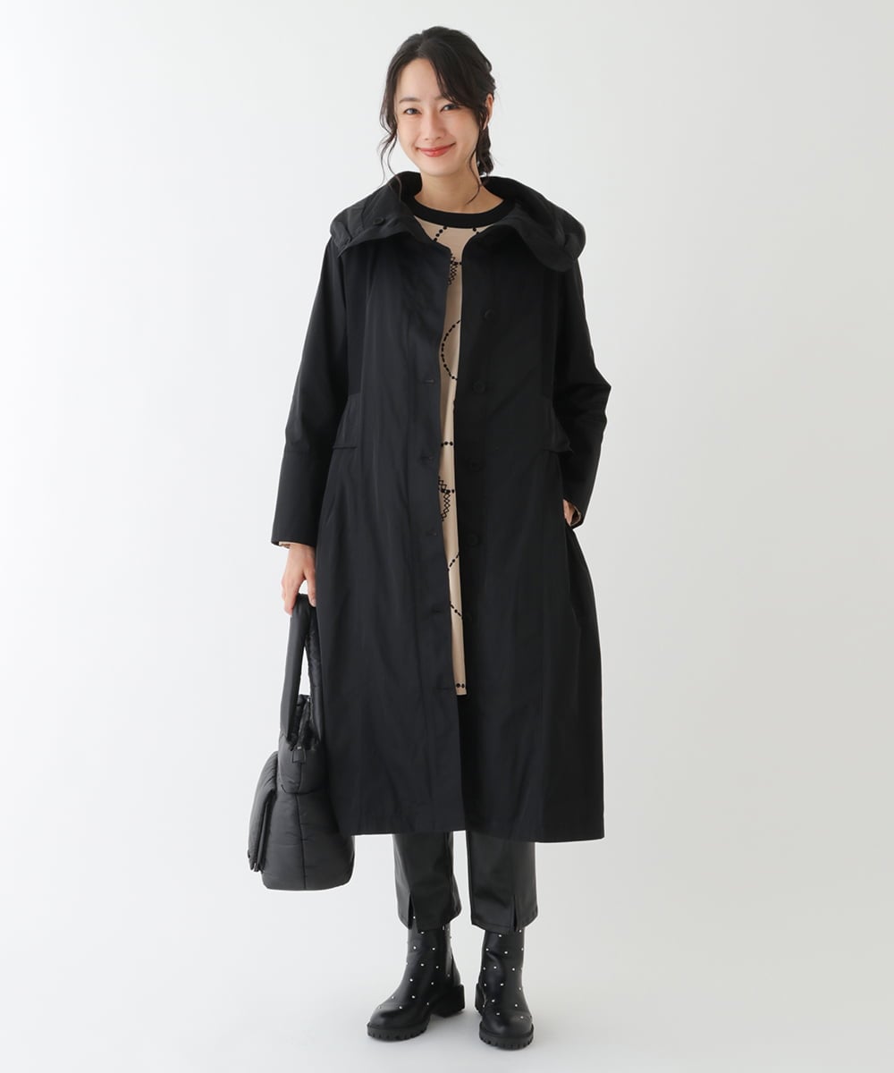 R6UCT20690 HIROKO BIS(小さいサイズ)(メゾン ドゥ サンク) 【小さいサイズ】異素材ドッキングタフタコート ブラック