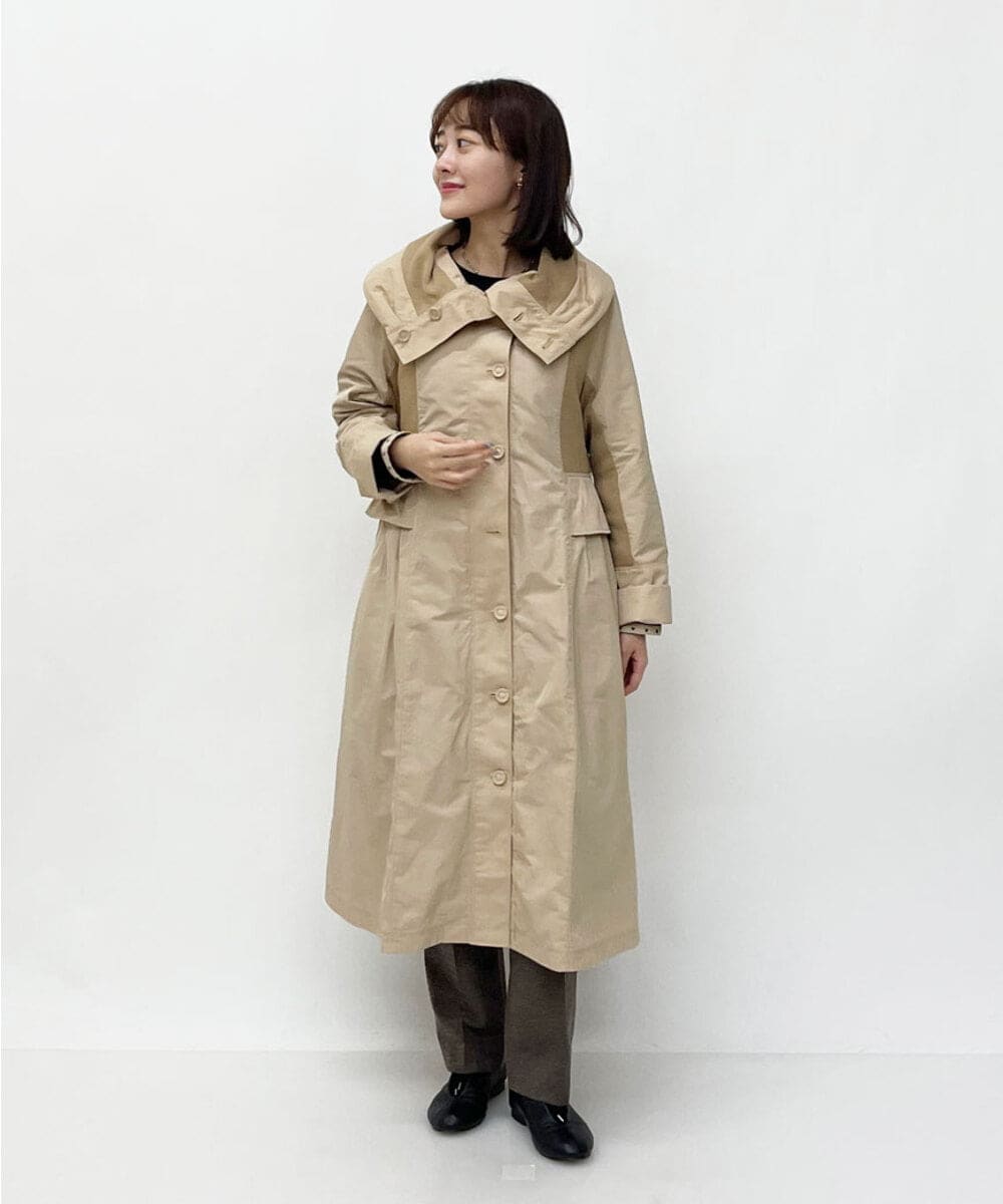 R6UCT20690 HIROKO BIS(小さいサイズ)(メゾン ドゥ サンク) 【小さいサイズ】異素材ドッキングタフタコート ブラック
