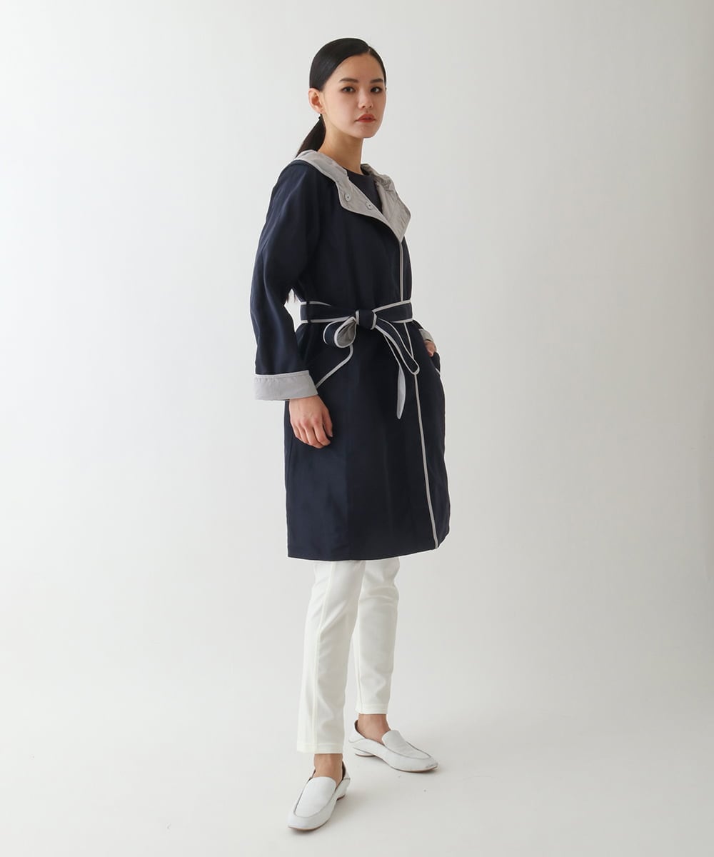 R6UDA02590 HIROKO BIS(小さいサイズ)(メゾン ドゥ サンク) 【小さいサイズ】リバーシブルタフタスプリングコート ネイビー/グレー