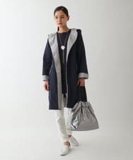 R6UDA02590 HIROKO BIS(小さいサイズ)(メゾン ドゥ サンク) 【小さいサイズ】リバーシブルタフタスプリングコート ネイビー/グレー