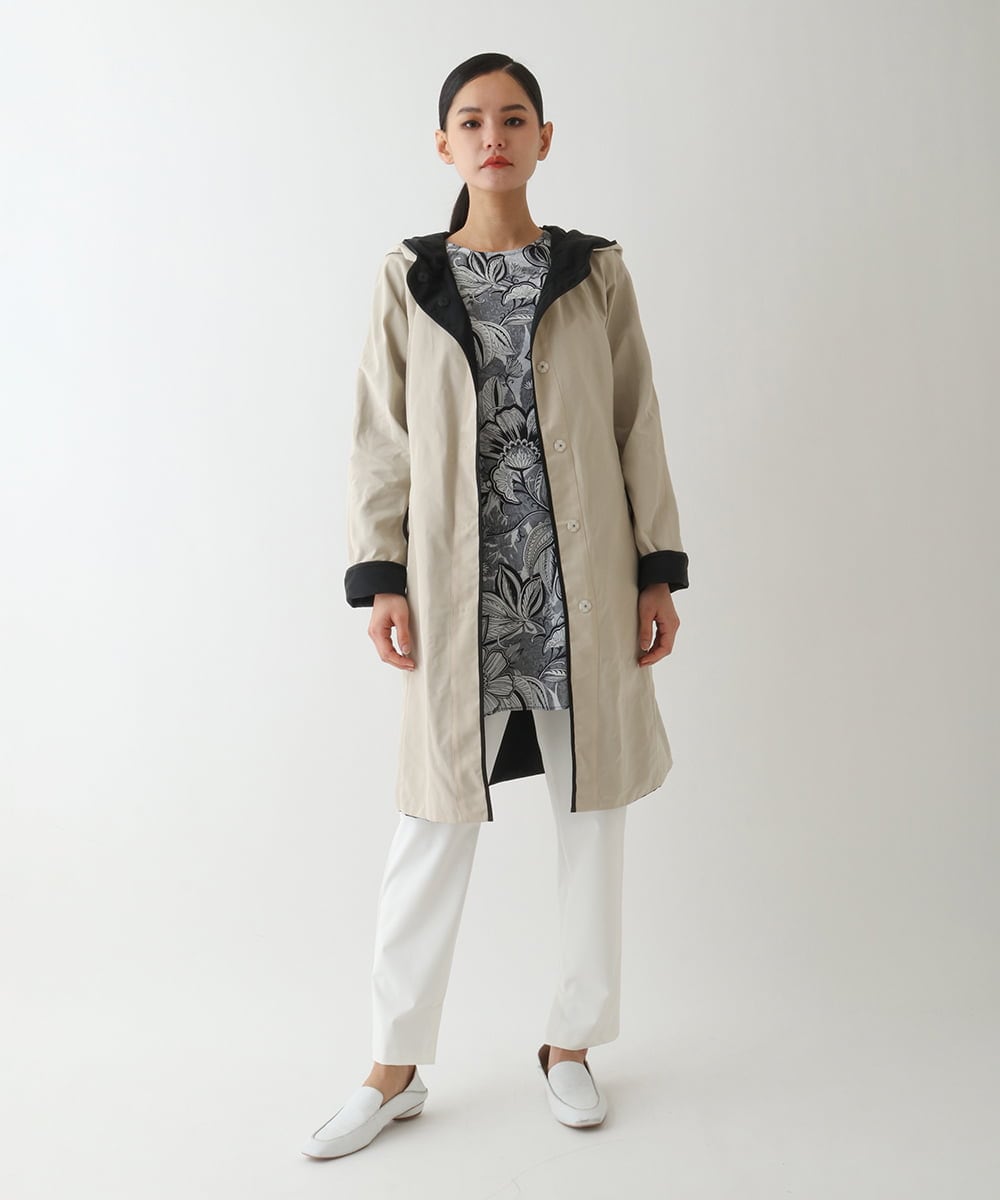 R6UDA02590 HIROKO BIS(小さいサイズ)(メゾン ドゥ サンク) 【小さいサイズ】リバーシブルタフタスプリングコート ネイビー/グレー