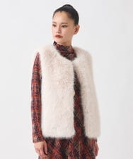 R7YAD13180 HIROKO BIS(小さいサイズ)(メゾン ドゥ サンク) 【小さいサイズ】シャギーフェイクファージレ アイボリー