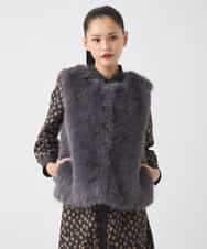 R7YAD13180 HIROKO BIS(小さいサイズ)(メゾン ドゥ サンク) 【小さいサイズ】シャギーフェイクファージレ ダークグレー