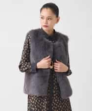 R7YAD13180 HIROKO BIS(小さいサイズ)(メゾン ドゥ サンク) 【小さいサイズ】シャギーフェイクファージレ ダークグレー