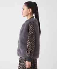 R7YAD13180 HIROKO BIS(小さいサイズ)(メゾン ドゥ サンク) 【小さいサイズ】シャギーフェイクファージレ ダークグレー