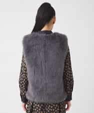 R7YAD13180 HIROKO BIS(小さいサイズ)(メゾン ドゥ サンク) 【小さいサイズ】シャギーフェイクファージレ ダークグレー