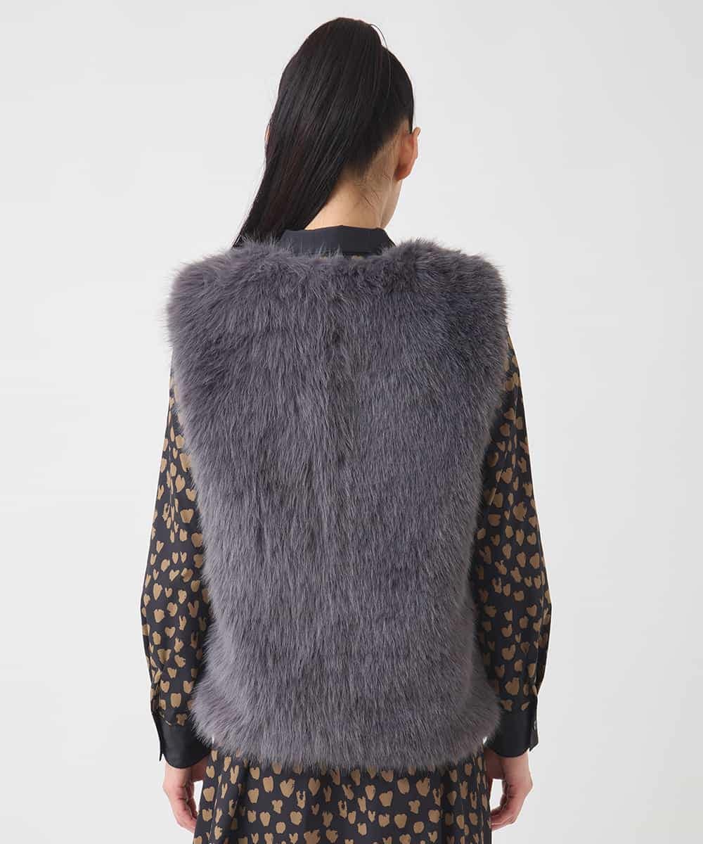 R7YAD13180 HIROKO BIS(小さいサイズ)(メゾン ドゥ サンク) 【小さいサイズ】シャギーフェイクファージレ ダークグレー