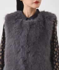 R7YAD13180 HIROKO BIS(小さいサイズ)(メゾン ドゥ サンク) 【小さいサイズ】シャギーフェイクファージレ ダークグレー