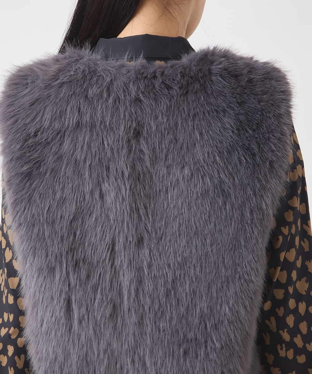 R7YAD13180 HIROKO BIS(小さいサイズ)(メゾン ドゥ サンク) 【小さいサイズ】シャギーフェイクファージレ ダークグレー