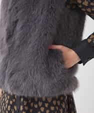 R7YAD13180 HIROKO BIS(小さいサイズ)(メゾン ドゥ サンク) 【小さいサイズ】シャギーフェイクファージレ ダークグレー