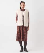 R7YAD13180 HIROKO BIS(小さいサイズ)(メゾン ドゥ サンク) 【小さいサイズ】シャギーフェイクファージレ ダークグレー