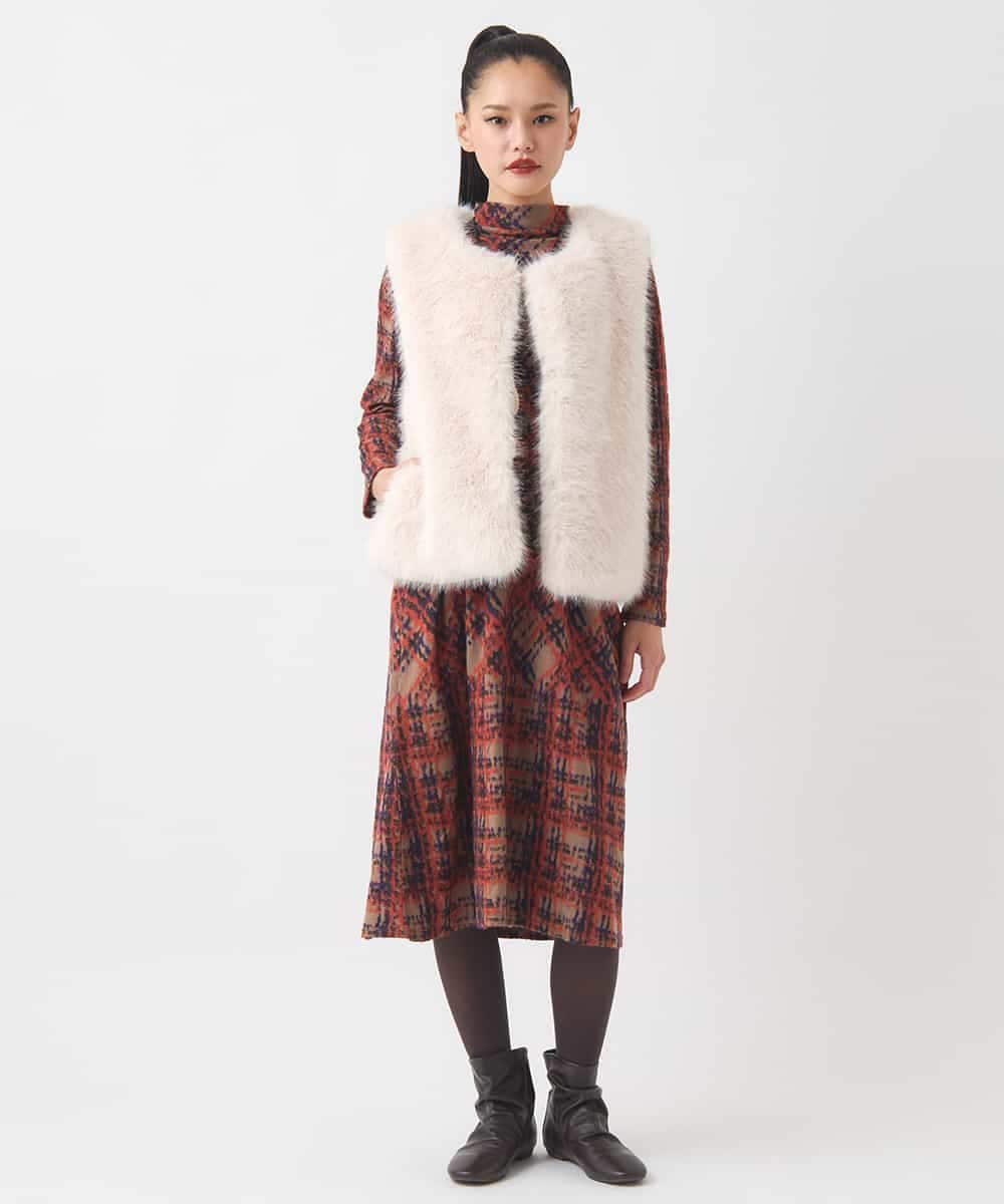 R7YAD13180 HIROKO BIS(小さいサイズ)(メゾン ドゥ サンク) 【小さいサイズ】シャギーフェイクファージレ ダークグレー