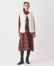 R7YAD13180 HIROKO BIS(小さいサイズ)(メゾン ドゥ サンク) 【小さいサイズ】シャギーフェイクファージレ ダークグレー