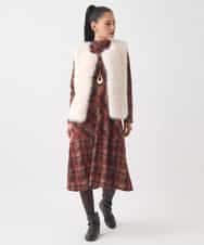 R7YAD13180 HIROKO BIS(小さいサイズ)(メゾン ドゥ サンク) 【小さいサイズ】シャギーフェイクファージレ ダークグレー