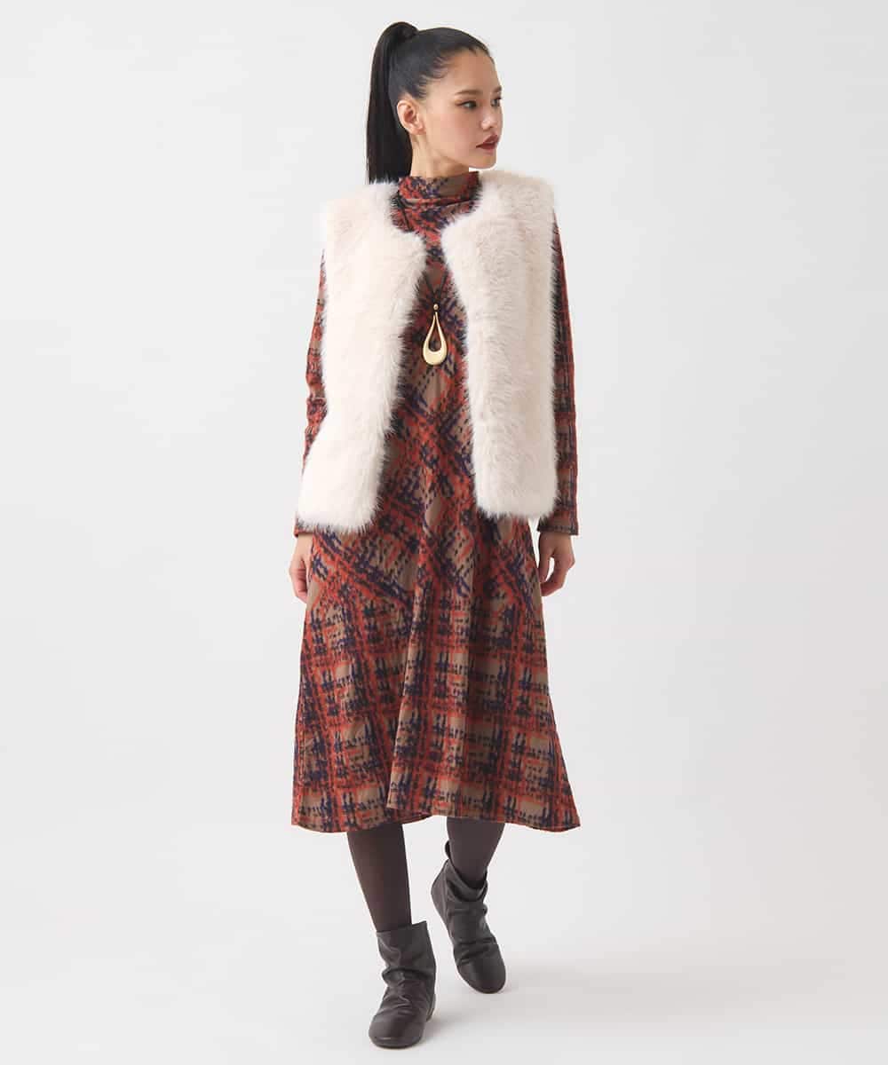 R7YAD13180 HIROKO BIS(小さいサイズ)(メゾン ドゥ サンク) 【小さいサイズ】シャギーフェイクファージレ ダークグレー