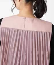 RBBAT22350 HIROKO BIS(ヒロコ ビス) 【洗える】三日月プリーツノースリーブブラウス×Tシャツセット ピンク