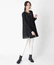 RBBAT22350 HIROKO BIS(ヒロコ ビス) 【洗える】三日月プリーツノースリーブブラウス×Tシャツセット ピンク